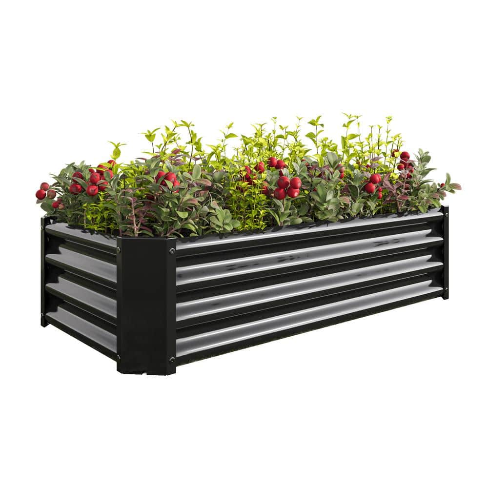 4 ft. x 2 ft. x1 ft. Outdoor Black Metal Raised Garden Bed Planter Box