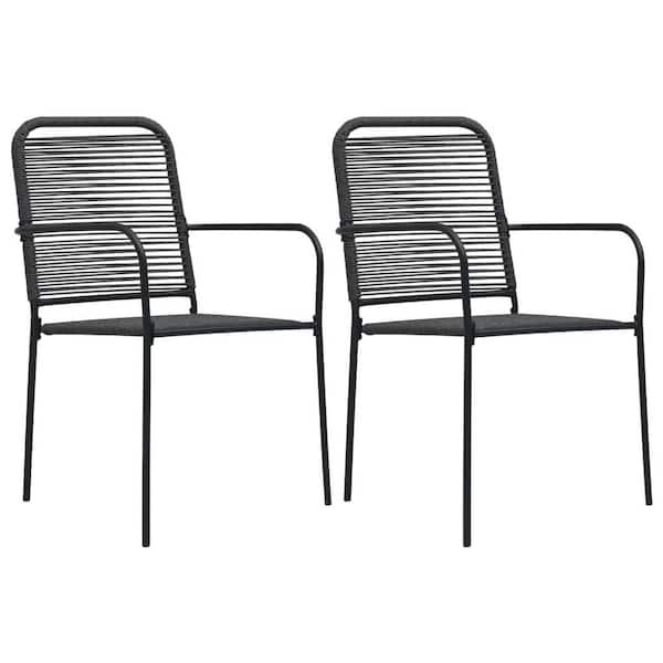 Cisvio Patio Chairs 2-Pieces Cotton Rope and Steel Black