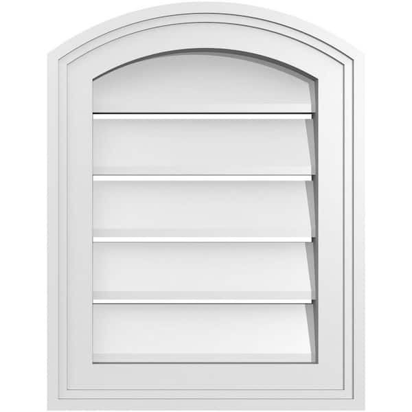 Ekena Millwork 14 in. x 16 in. Arch Top Surface Mount PVC Gable Vent: Decorative with Brickmould Frame