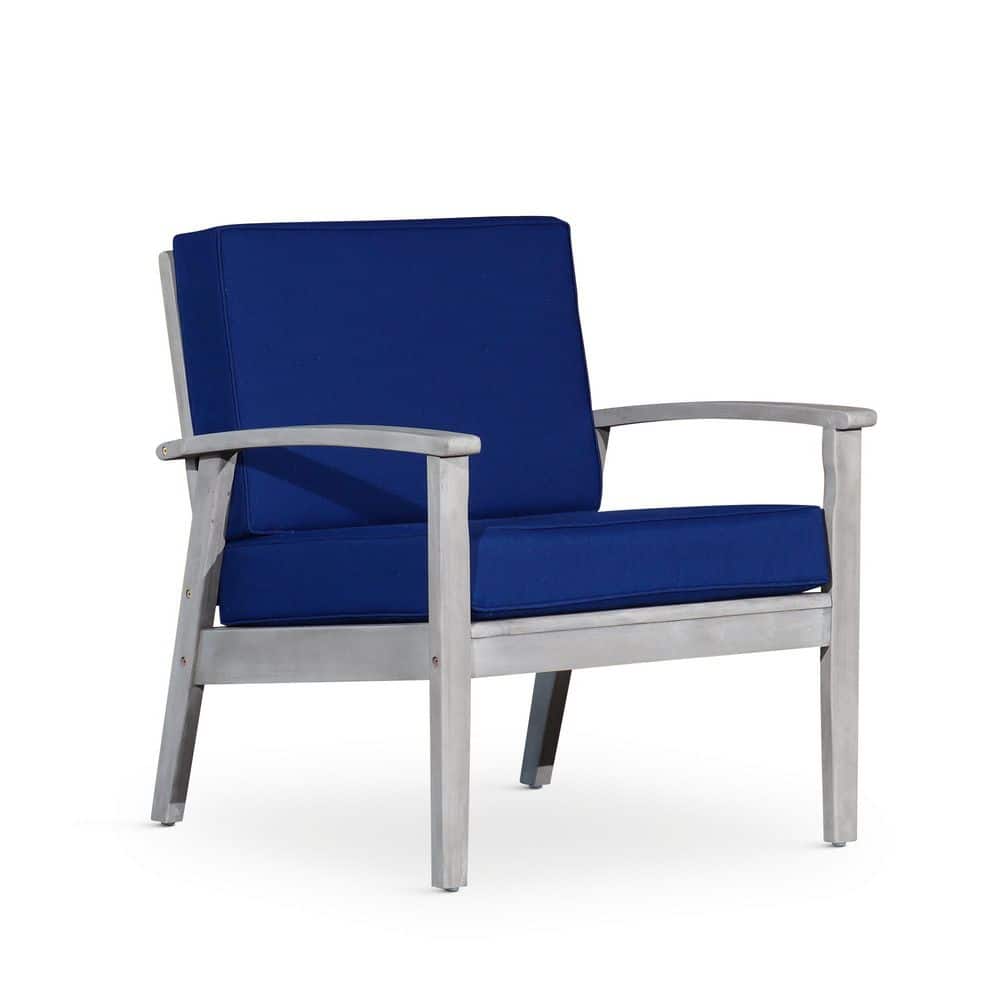 Silver Gray Deep Seat Padded Outdoor Lounge Chair in Navy Cushions Durable Construction Easy to Install price history on PriceWatchPro