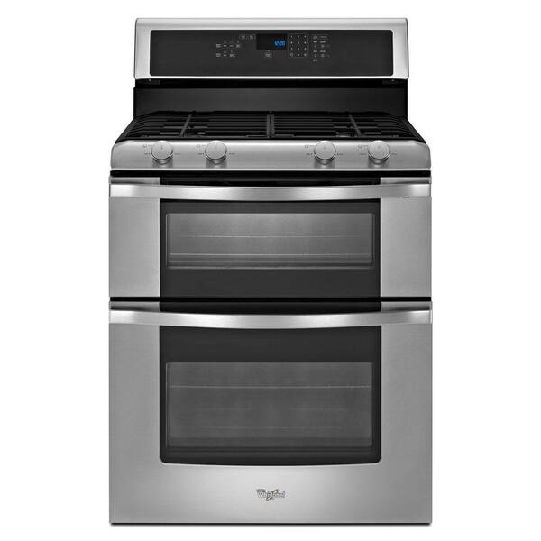 Whirlpool 6.0 cu. ft. Double Oven Gas Range with Self-Cleaning Oven in Stainless Steel