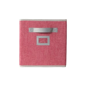 11 in. H x 10.5 in. W x 11 in. D Pink Fabric Cube Storage Bin