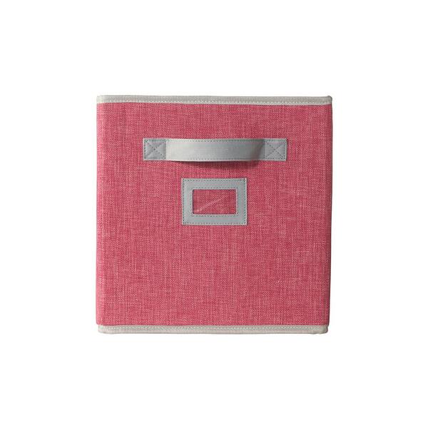 Home Decorators Collection 11 in. H x 10.5 in. W x 11 in. D Pink Fabric Cube Storage Bin