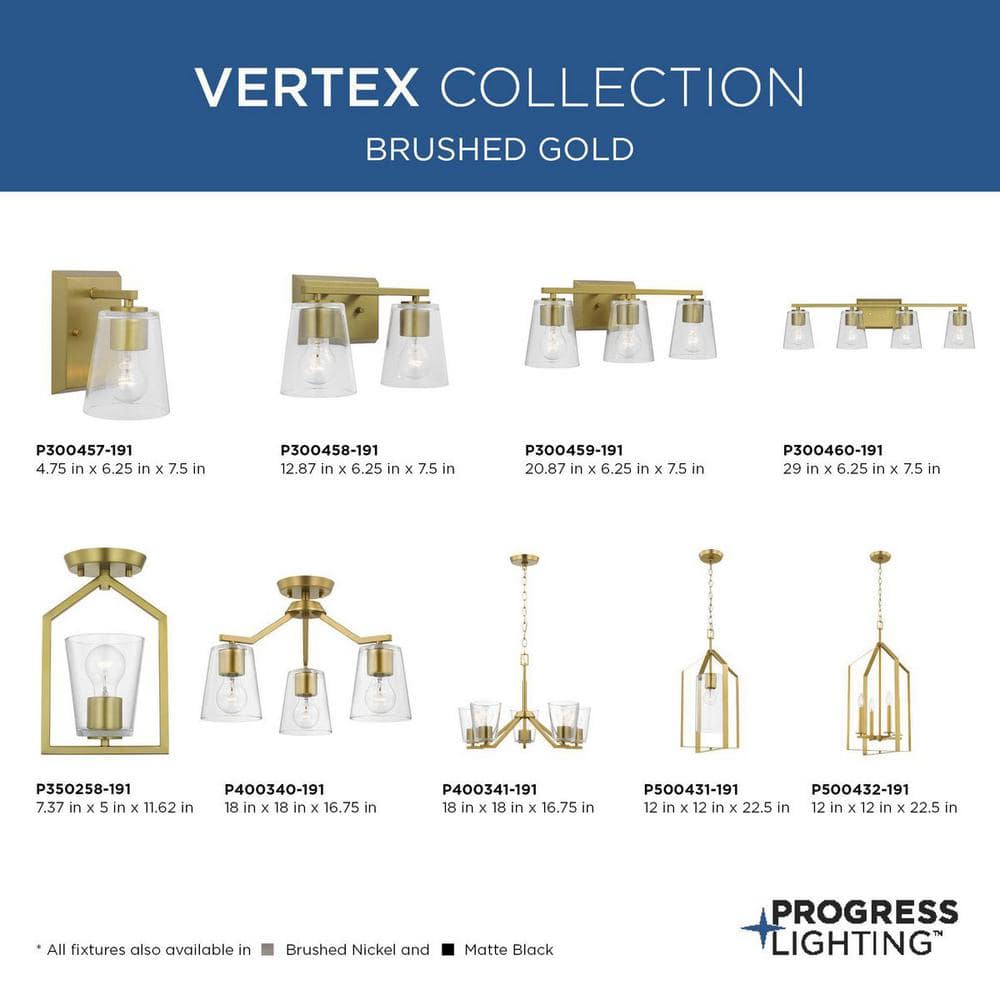 Brushed Gold and Clear Glass Semi-Flush Mount Light