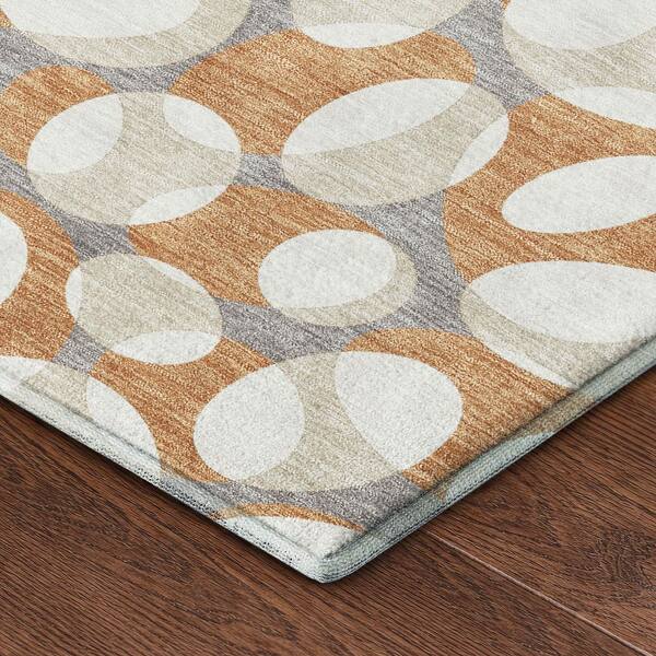 Mayfield Premium Machine Washable Abstract AMF2536 Copper 3 ft. x 5 ft. Area Rug