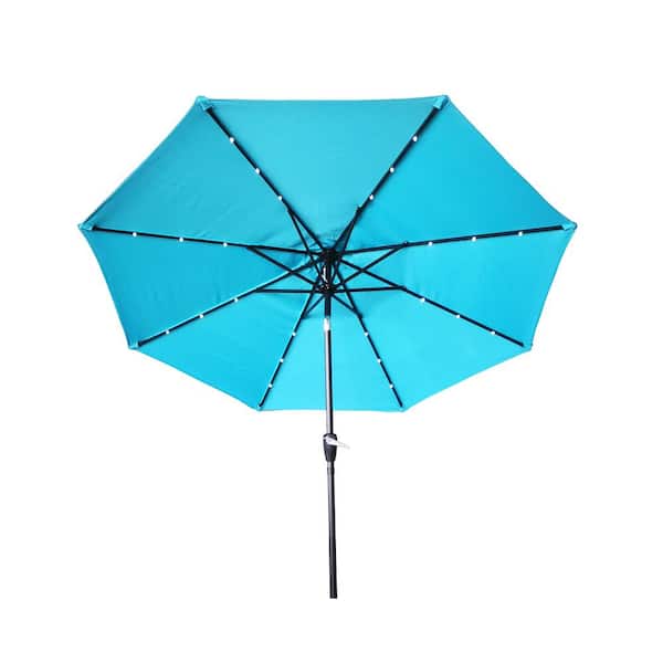 Tatayosi 9 ft. Market Patio Umbrella with LED Lights in Blue