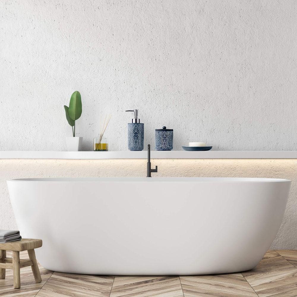 Navy Blue Hand Engraved Resin Bathroom Accessories Set