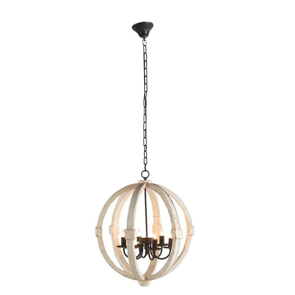 CircleBeaded 6-Light White Chandelier, Hanging Light Fixture with Adjustable Chain, Bulb Not Included price history on PriceWatchPro