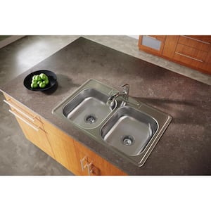 33in. Drop-in 2 Bowl 22 Gauge  Stainless Steel Sink Only and No Accessories