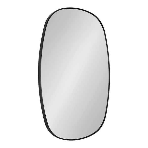 Kate and Laurel Zayda 24.05 in. W x 35.98 in. H Black Oval Modern Framed Decorative Wall Mirror