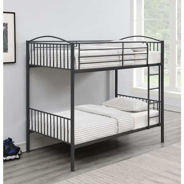 Coaster Anson Gray Twin Over Twin Bunk Bed with Ladder