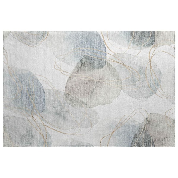 Dream Shag Premium Machine Washable Abstract ADS544 Ivory 2 ft. x 3 ft. Accent Rug