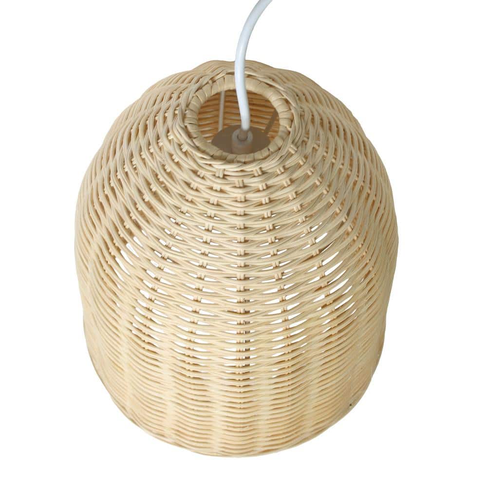 Natural Woven Rattan Pendant Light with Clear Cord