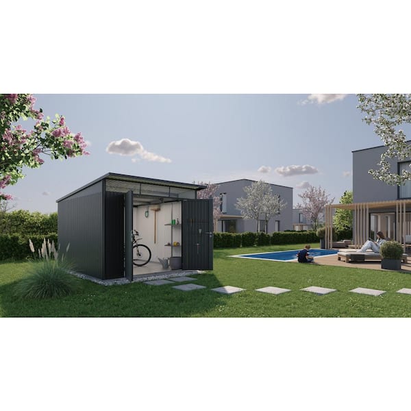 AvantGarde 9 ft. W x 12 ft. D Metal Shed with Double Door in Dark Gray (106 sq. ft.)