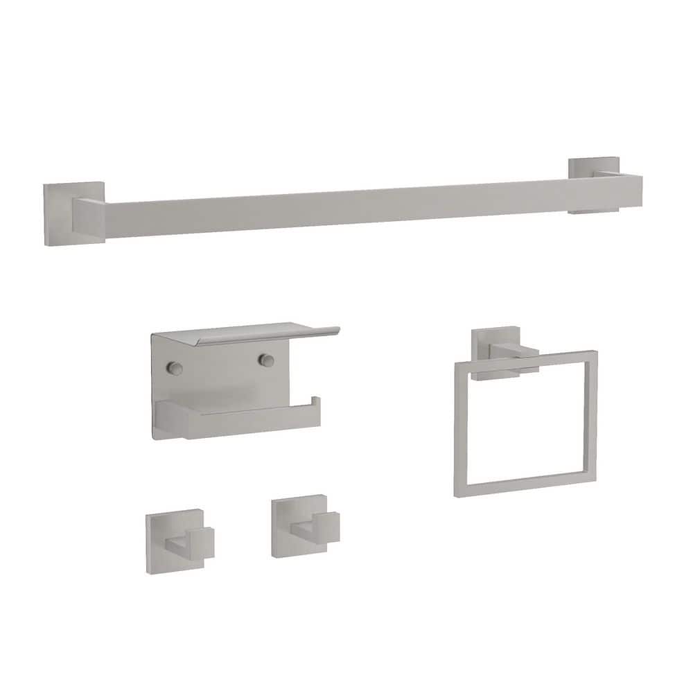 5 Pieces Bathroom Hardware Accessories Set with Towel Holder, Roll Paper Holder, 2 Hooks, Towel Ring, Brushed Nickel price history on PriceWatchPro
