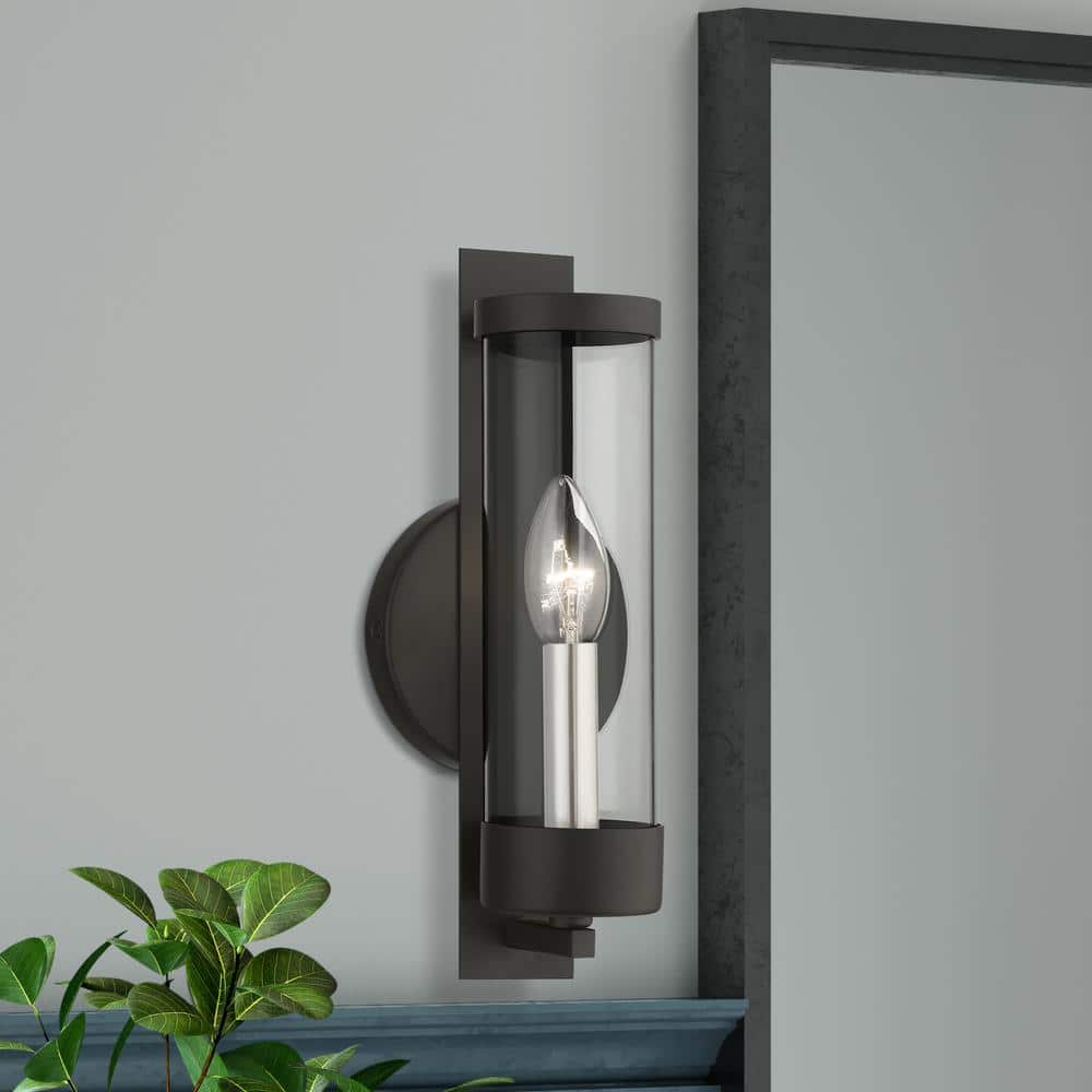Sleek Modern Black and Brushed Nickel Dimmable Wall Sconce