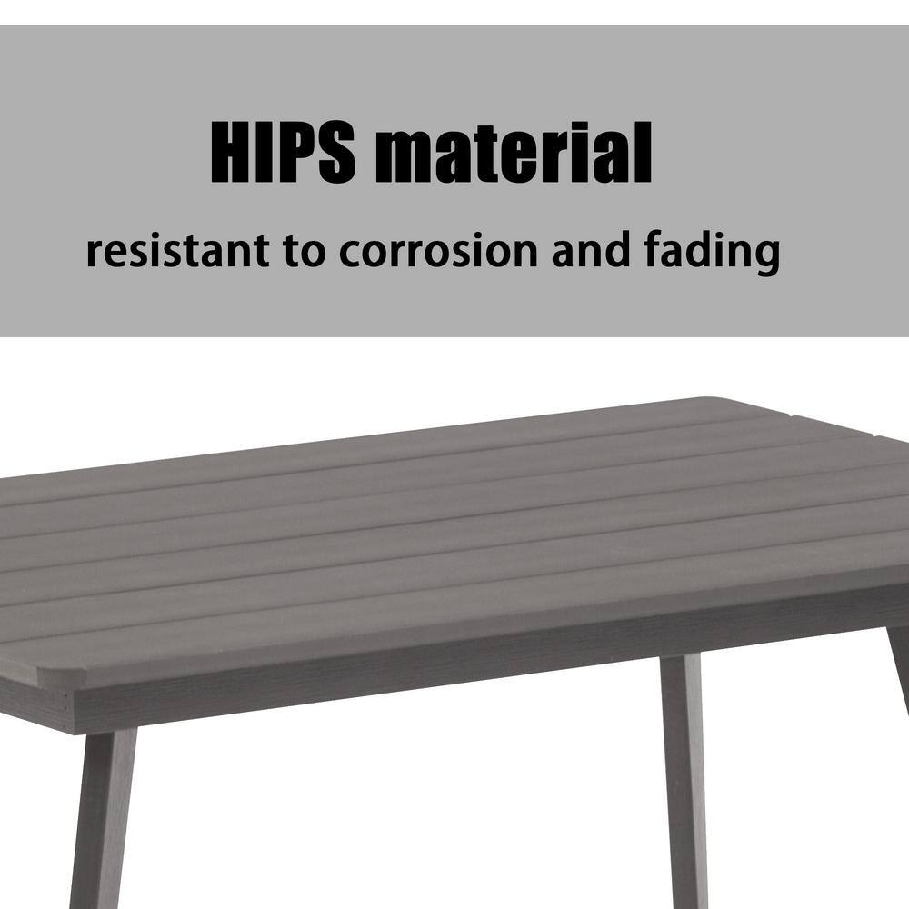 Gray Steel Rectangle Outdoor Coffee Table with Tapered Legs