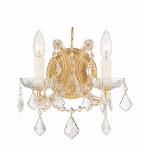 Maria Theresa 10.5 in. 2-Light Gold Wall Sconce