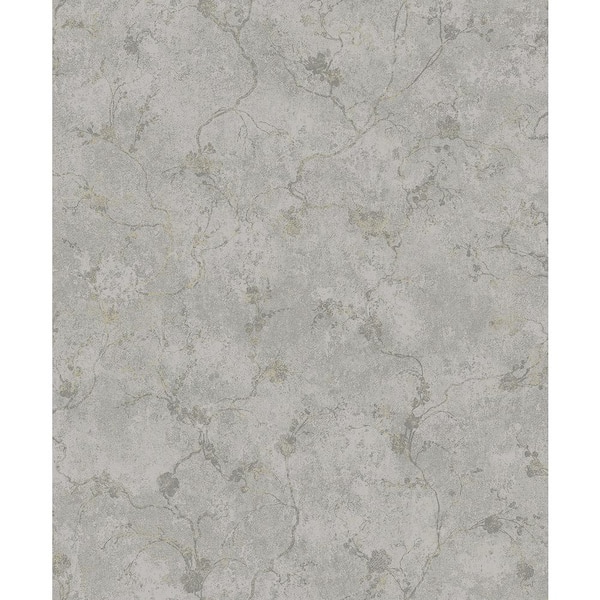A-Street Prints Mahina Pewter Grey Floral Vine Wallpaper Sample