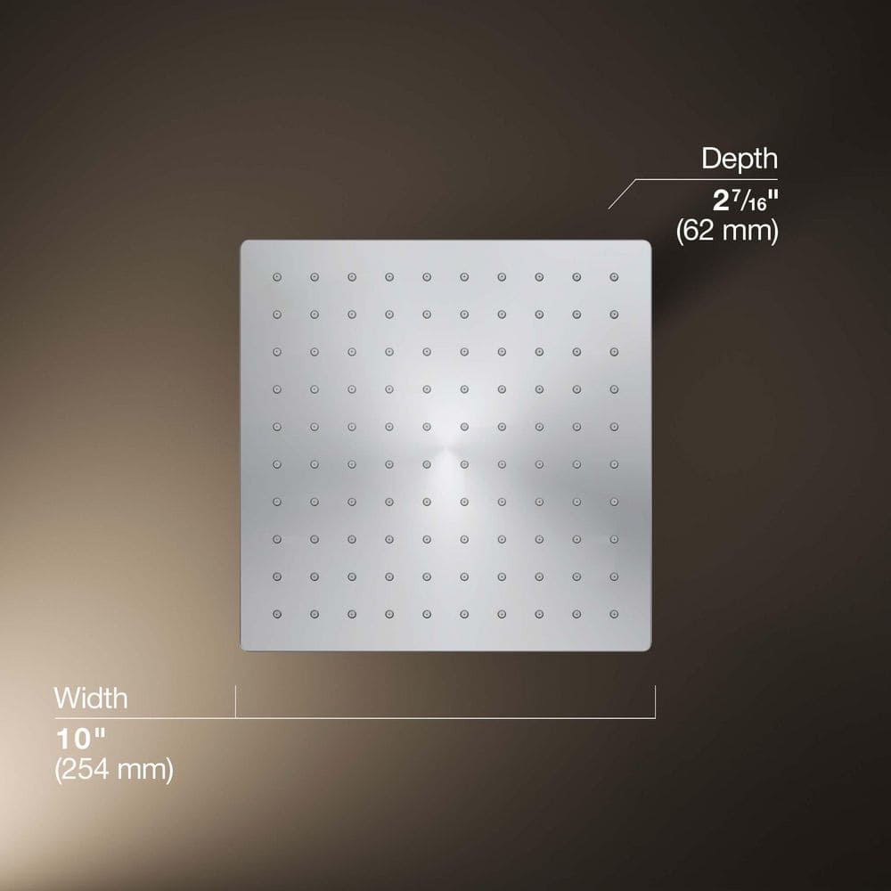 Polished Chrome 10" Square Rain Showerhead