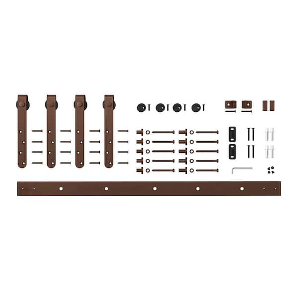 American Pro Decor 6 ft. Oil Rubbed Bronze Solid Steel Mini Sliding Rolling Barn Door Hardware Kit for Double Furniture Wood Doors