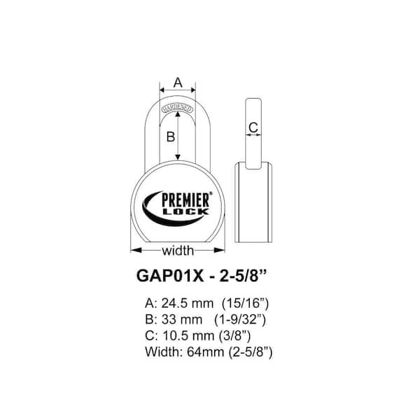 Premier Lock 2-5/8 in. Premier Solid Steel Commercial Gate Keyed