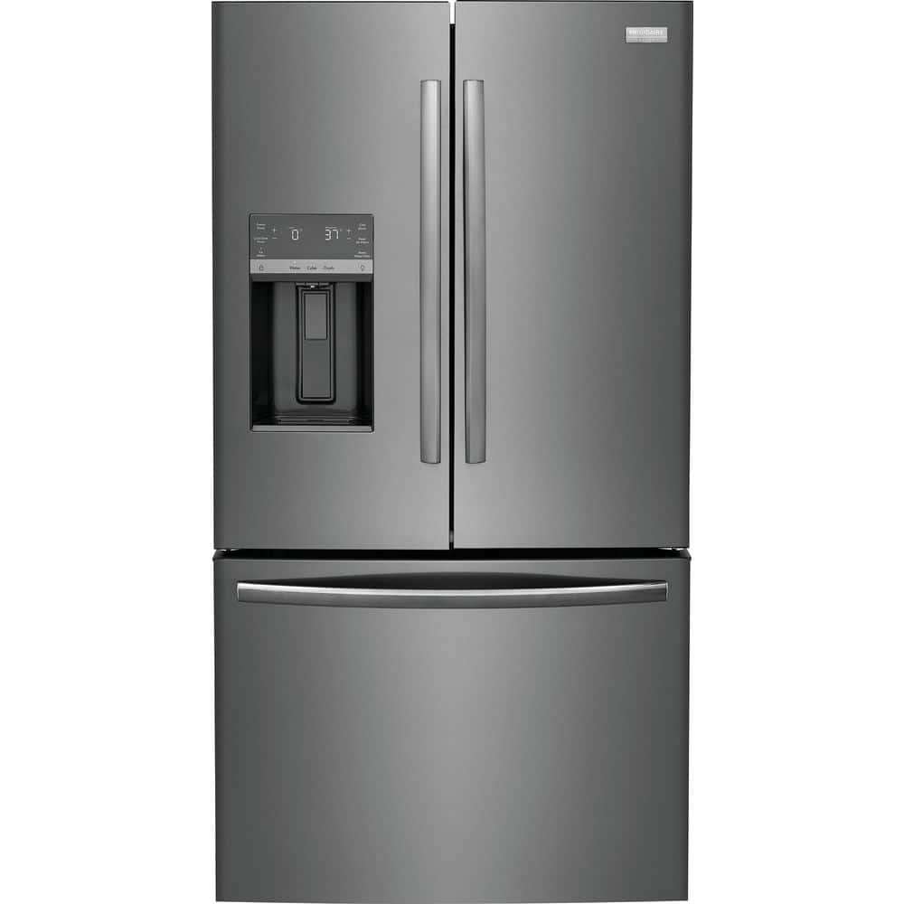 36 in. Gallery 28 cu. ft. Standard Depth French Door Refrigerator in Smudge-Proof Black Stainless Steel