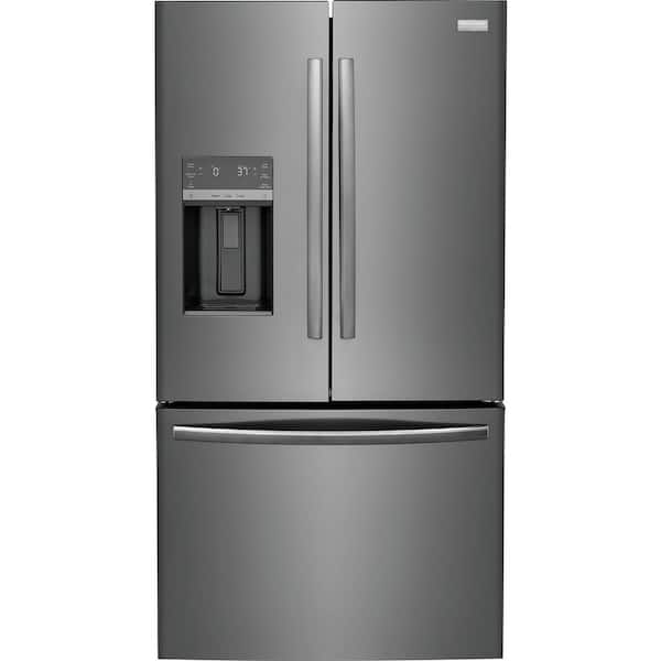 36 in. Gallery 28 cu. ft. Standard Depth French Door Refrigerator in Smudge-Proof Black Stainless Steel