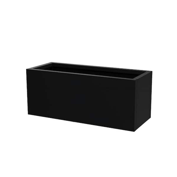 10 in. H x 24 in. W Black Metal Planter Box with Drainage Hole Modern Garden Yard Outdoor Planters for Patio