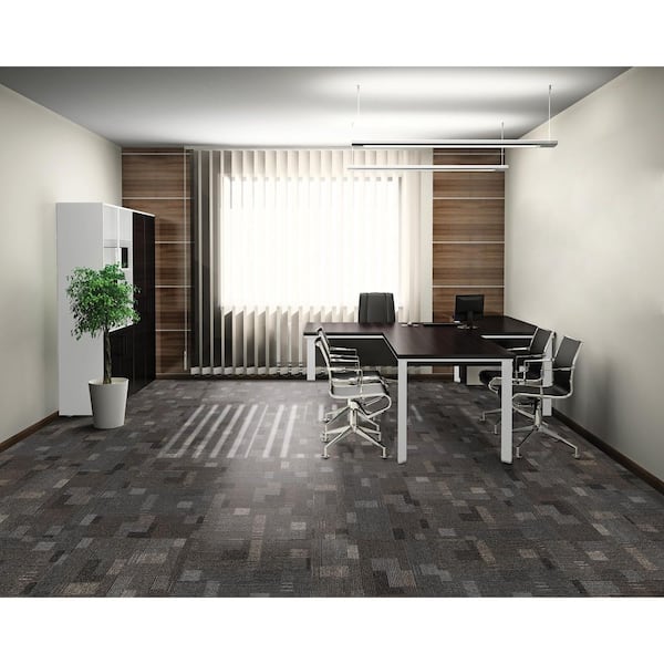 Basics - Smoke - Gray Commercial/Residential 24 x 24 in. Glue-Down Carpet Tile Square (96 sq. ft.)