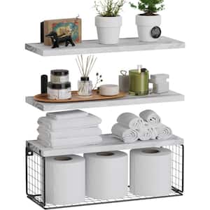 16.5 in. W x 5.5 in. H x 6 in. D Bathroom Shelves Over The Toilet Storage, Wall Mounted with Removable Legs-White Wash