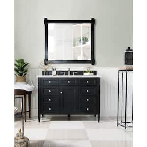 Brittany 48.0 in. W x 23.5 in. D x 34 in. H Bathroom Vanity in Black Onyx with White Zeus Quartz Top