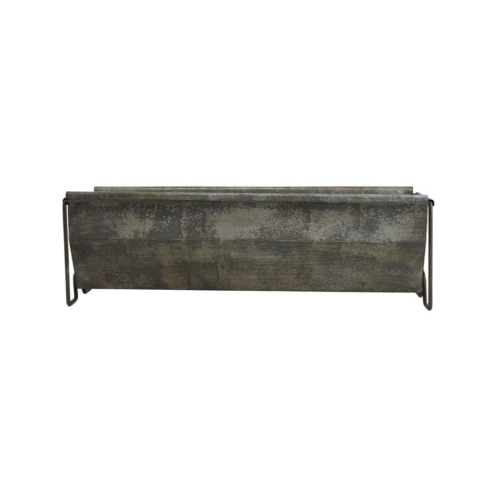 Rustic Farmhouse Metal Trough with Contemporary Legs and Distressed Zinc Finish