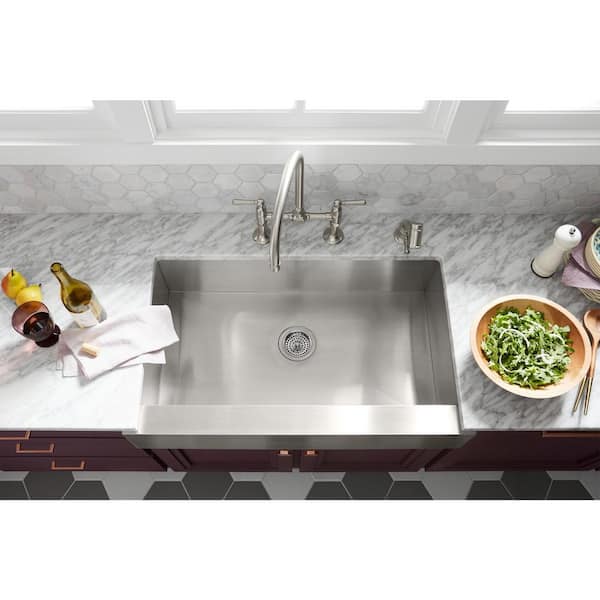 Vault 36 in. Farmhouse/Apron-Front Single Bowl 16-Gauge Stainless Steel Kitchen Sink w/ Accessories and Basin Rack