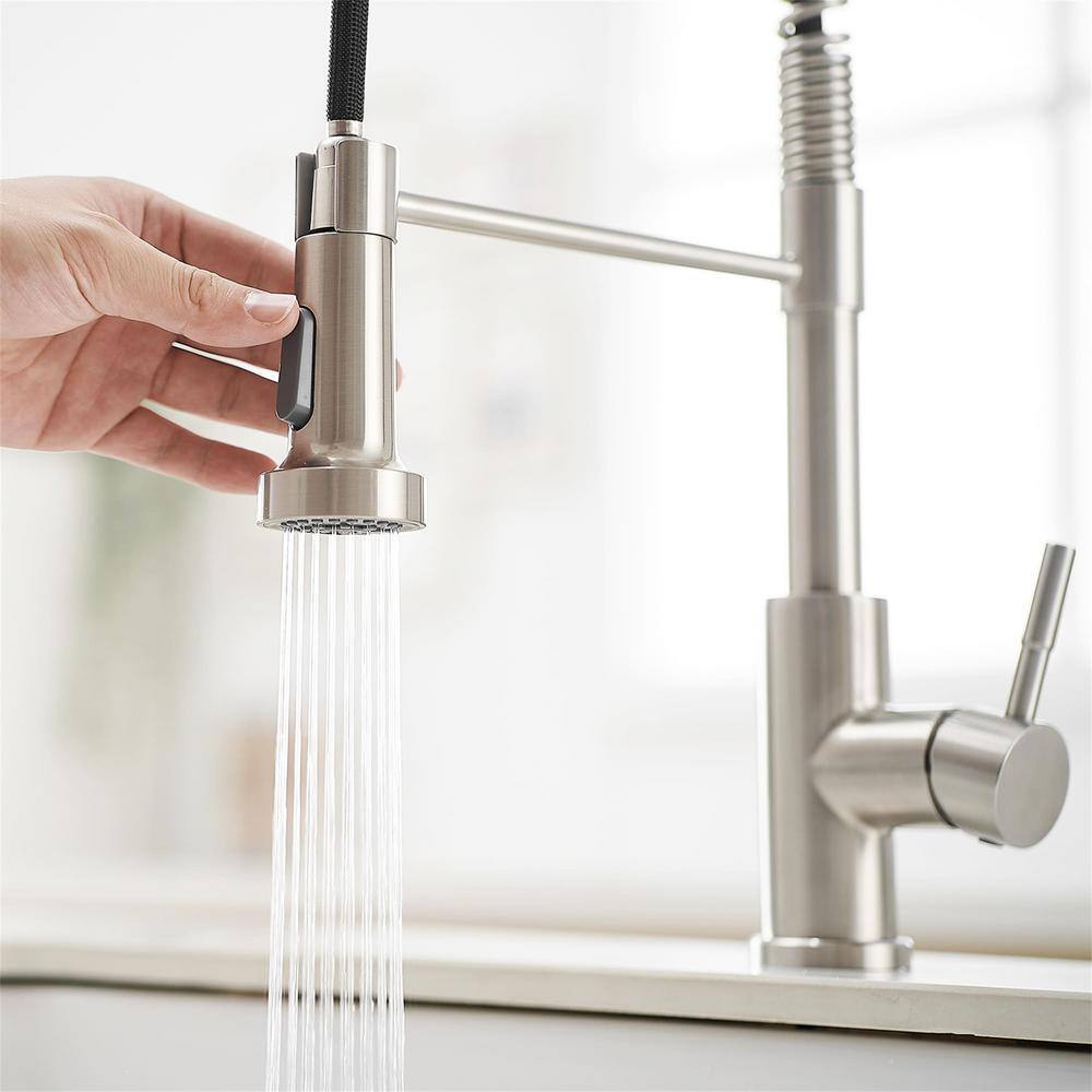 Brushed Nickel Single Handle Pull Down Kitchen Faucet