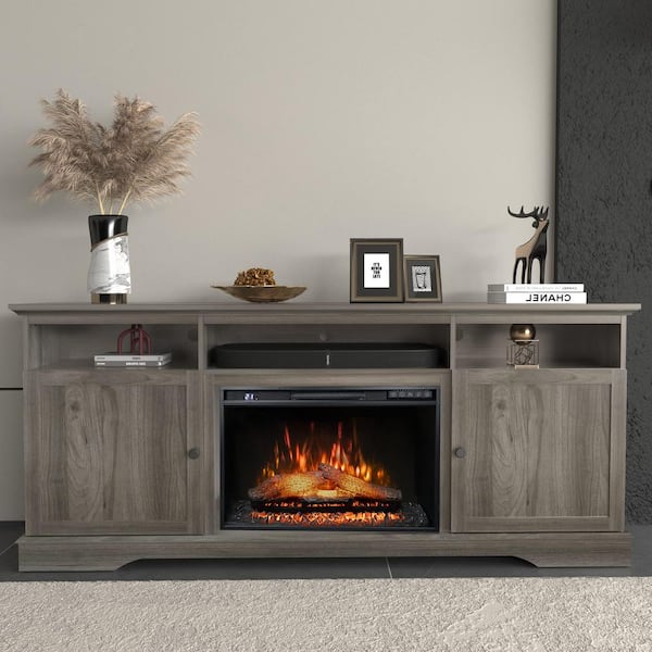 Prismaster ...keeps your home stylish 72 in. Fireplace TV Stand, Adjustbable Flame Brightness,Freestanding, Light Brown