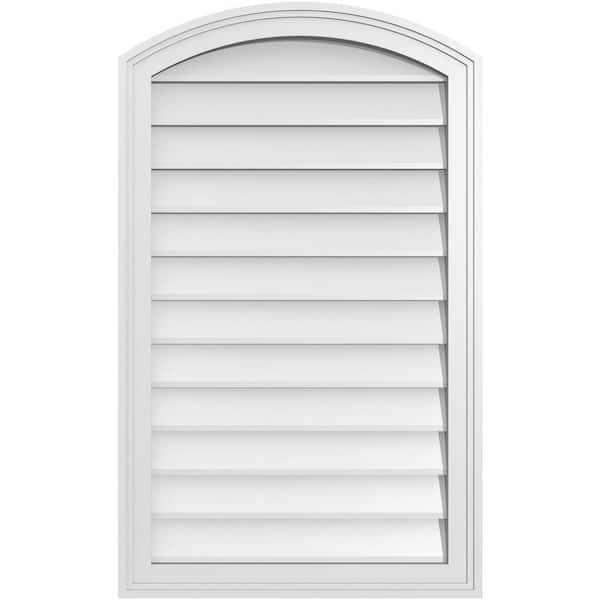 Ekena Millwork 22" x 36" Arch Top Surface Mount PVC Gable Vent: Functional with Brickmould Frame