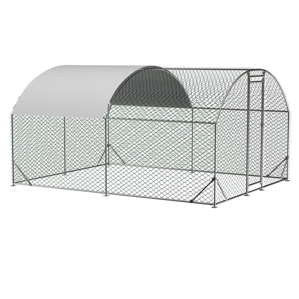 13 ft. x 10 ft. Silver Metal Canopy Dome Shaped Walk-in Outdoor Chicken Coo