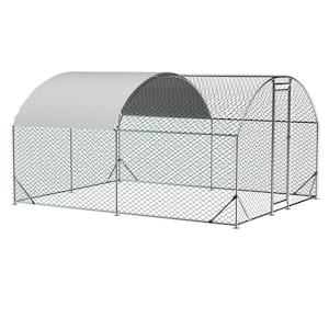 13 ft. x 10 ft. Silver Metal Canopy Dome Shaped Walk-in Outdoor Chicken Coop with Waterproof and Anti-Ultraviolet Cover