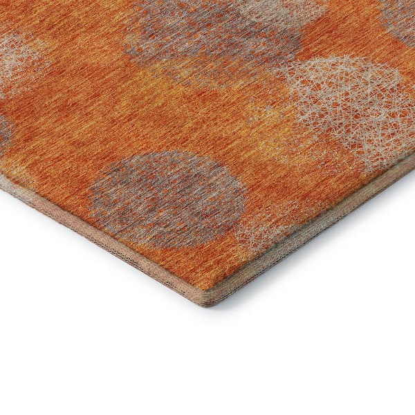 Mayfield Premium Machine Washable Abstract AMF977 Orange 3 ft. x 4 ft. Area Rug