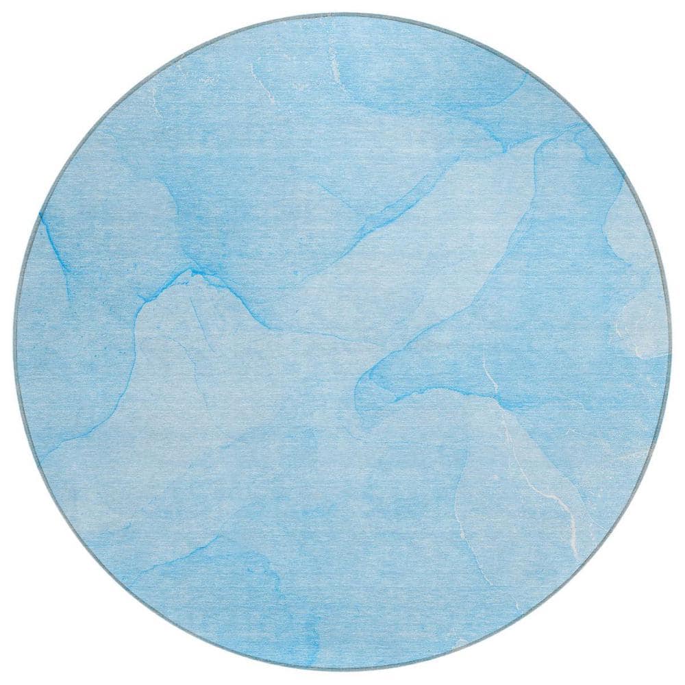 Blue 8 ft. Round Abstract Indoor / Outdoor Area Rug price history on PriceWatchPro