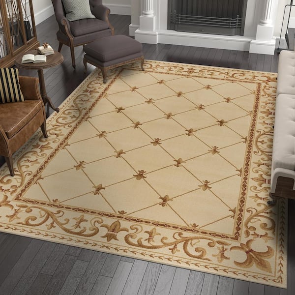 Sensation Border Ivory 8 ft. x 11 ft. Indoor Area Rug