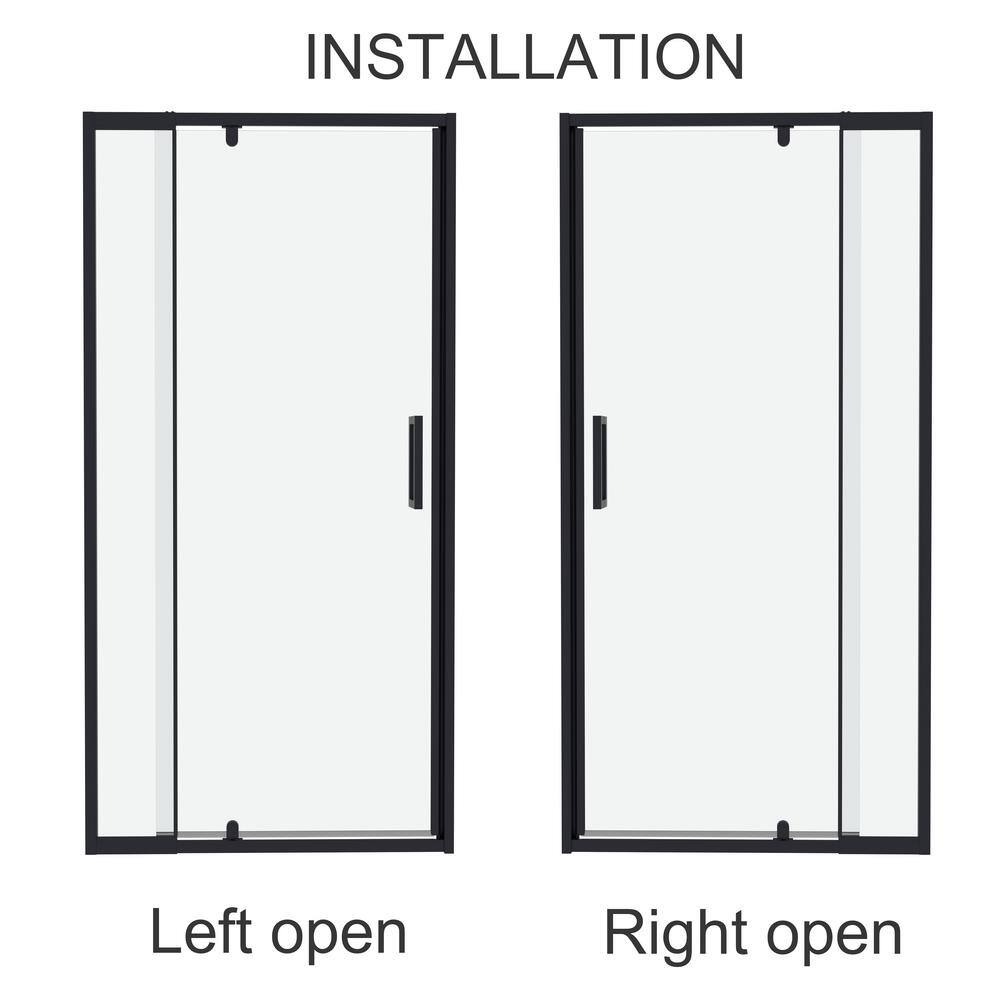 Matte Black 36'' x 72'' Pivot Shower Door with Clear Glass