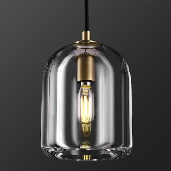 KLOOOR 1-Light Gold Pendant Light, Indoor Pendant Light with Crystal Shade for Kitchen Island, Dining Room