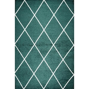 Cole Minimalist Diamond Trellis Green/White 5 ft. x 8 ft. Area Rug