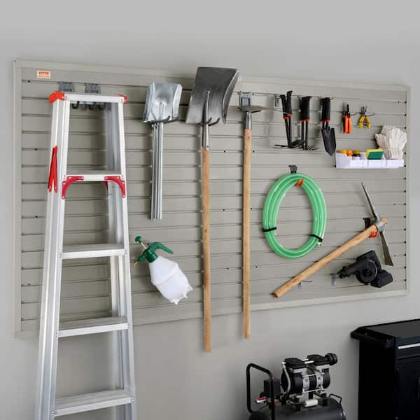 VEVOR Heavy Duty Garage Wall Organizer Panels Display 12 in. H x 0.7 in. W x 48 in L Slatwall Panels in Gray 8 Pack BTQBPVCF32SQVVR4BV0 The Home Depot