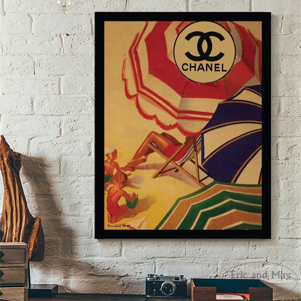 Fairchild Paris - Chanel Vintage Beach Umbrellas - Canvas  Fairchild Paris Vintage Chanel Beach Umbrella Framed Print main image 2