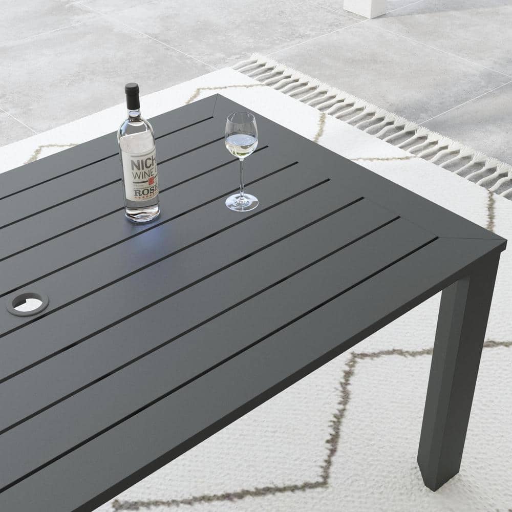 Gray 68" Aluminum Outdoor Dining Table