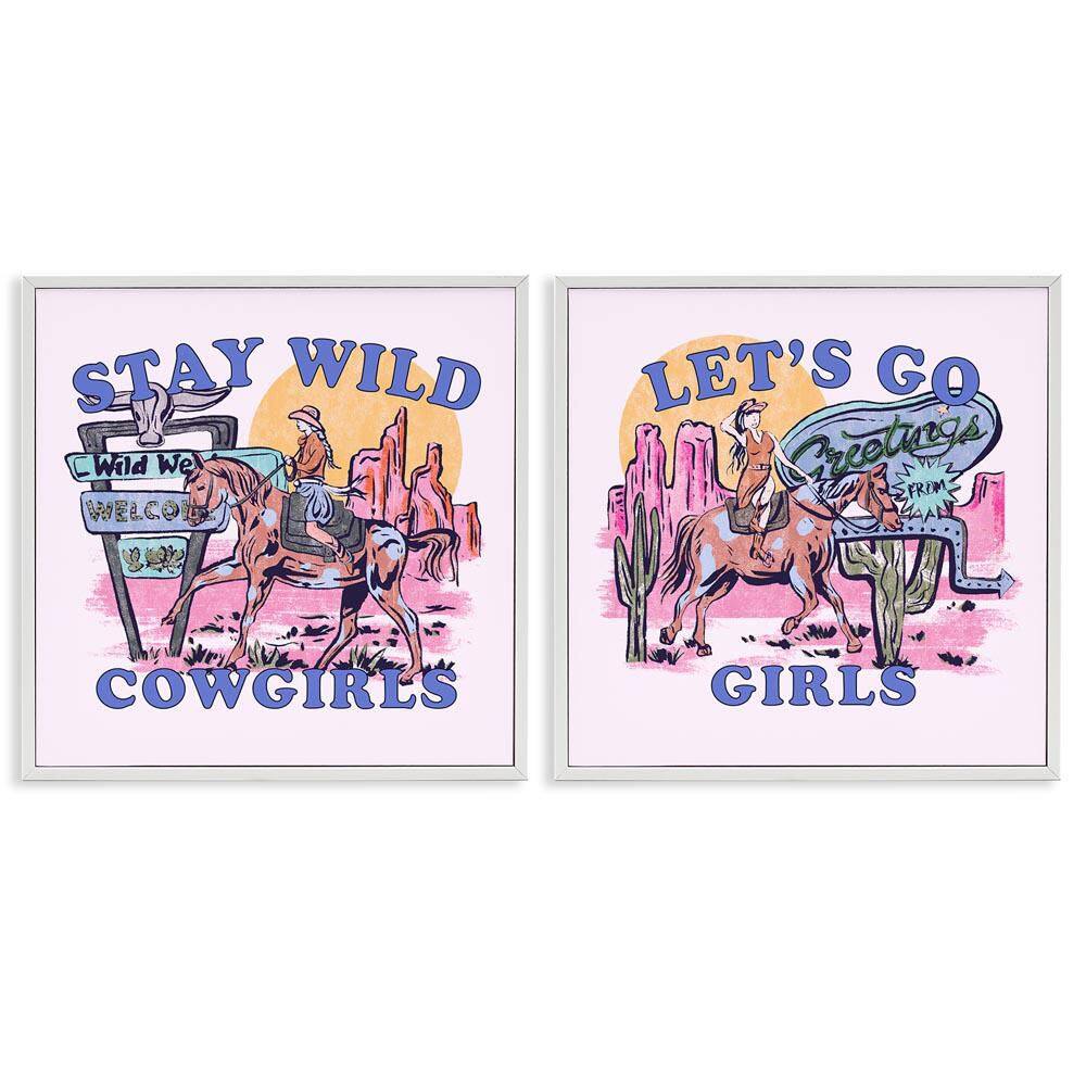 Pink Cowgirl Phrases by Melissa Wang 2 Pieces White Framed Typography Giclee Art Print 12 in. x 12 in. price history on PriceWatchPro