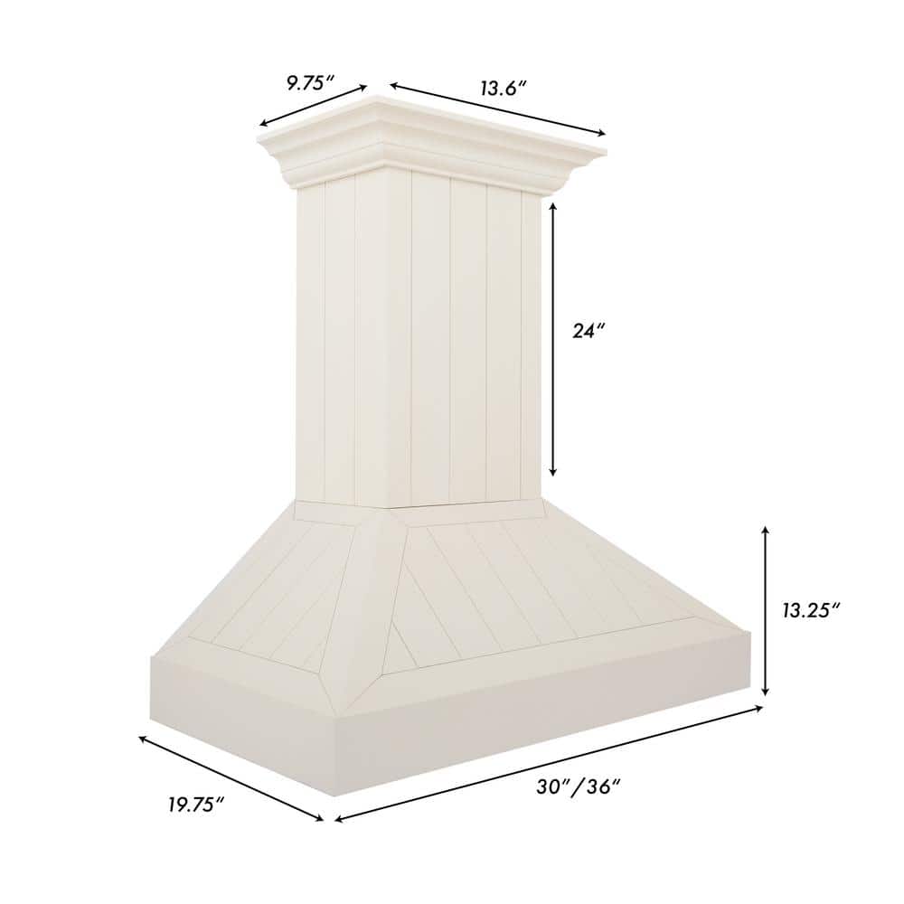 30" Cottage White Pine and Stainless Steel Wall Mount Range Hood